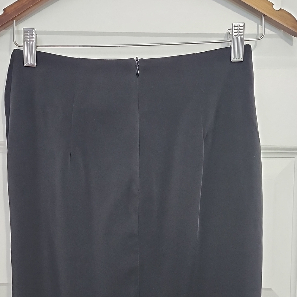 DYNAMITE Black bow wrap draped high waist midi skirt - Picture 6 of 12